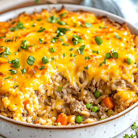 Cheesy Hamburger Rice Casserole Recipe – Easy & Delicious One-Pot Meal