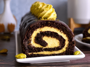 Chocolate Pistachio Roll Cake Recipe 