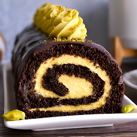 Chocolate Pistachio Roll Cake Recipe